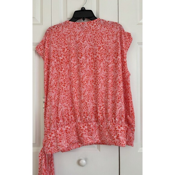 INC International Concepts Tops Women's Cap Sleeve Side Tie Print Pink Plus Size - Picture 3 of 8